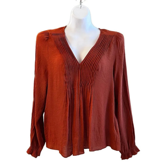 Nanette Lepore Orange Peasant Top Size Large - Picture 1 of 4